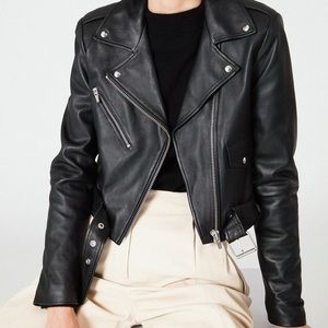 Baby Jane Smooth 100% Leather Jacket in Black